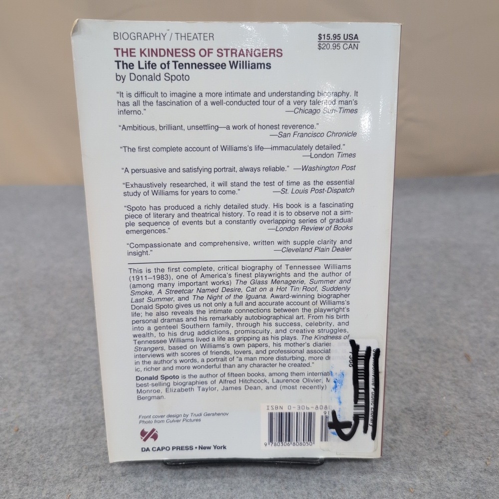 The Kindness of Strangers The Life of Tennessee Williams Donald Spoto Paperback - Picture 2 of 4